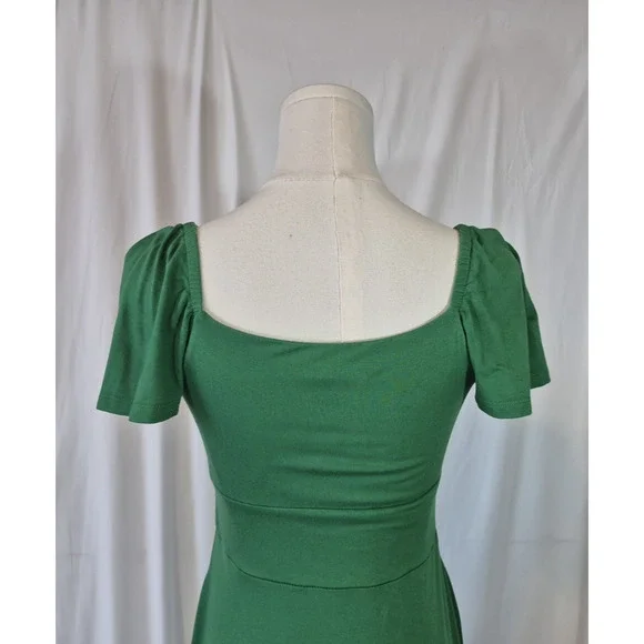 Boden Square Neck Green Jersey Mini Dress US 2 - Picture 9 of 10